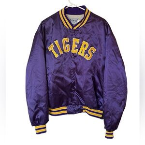 Vintage Swingster LSU Tigers Satin Bomber Jacket Nylon Made In USA Size XL
